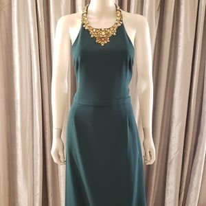 Emerald Marchesa Notte Halter Beaded Neck Gown
